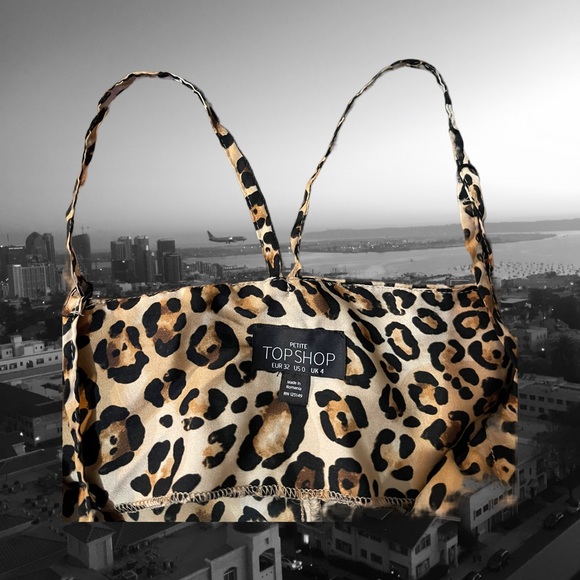 XS Topshop leopard print romper. Wide legged, with a red running stripe. - Picture 5 of 7